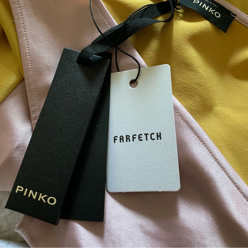 NWT Pinko Minestra Two Tone Pink and Gold Asymmetrical Dress size 6 - Picture 4 of 12